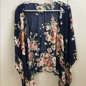 Adorable & Flowy Navy Floral Kimono